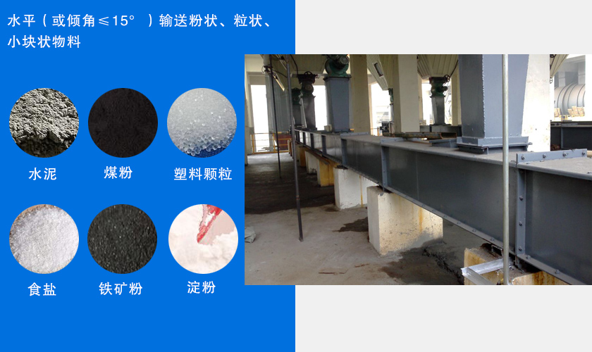 FU鏈?zhǔn)捷斔蜋C(jī)主要用于水平或傾斜輸送粉狀、粒狀或小塊狀物料