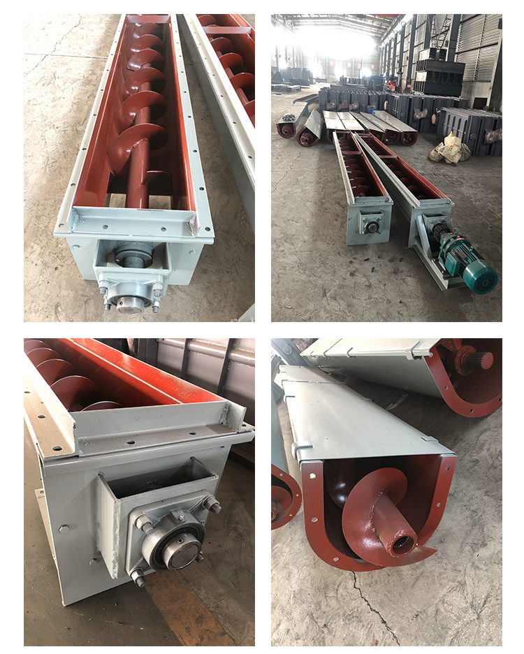 U型螺旋輸送機(jī)細(xì)節(jié)展示，采用不銹鋼材質(zhì)，輸送穩(wěn)定